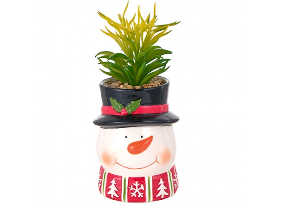 MONTEMAGGI VASO PUPAZZO DI NEVE C/PIANTA