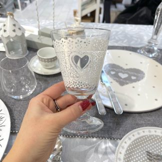 SET CALICE DECORO BIANCO CUORE