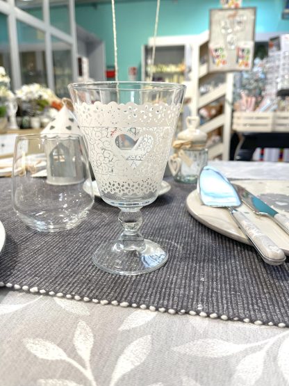 SET CALICE DECORO BIANCO CUORE