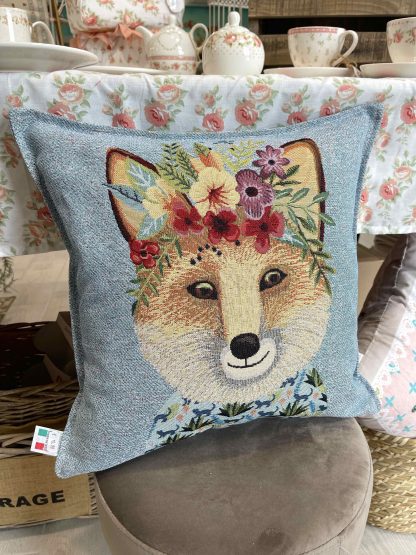 CUSCINO ARREDO VOLPE CON FIORI