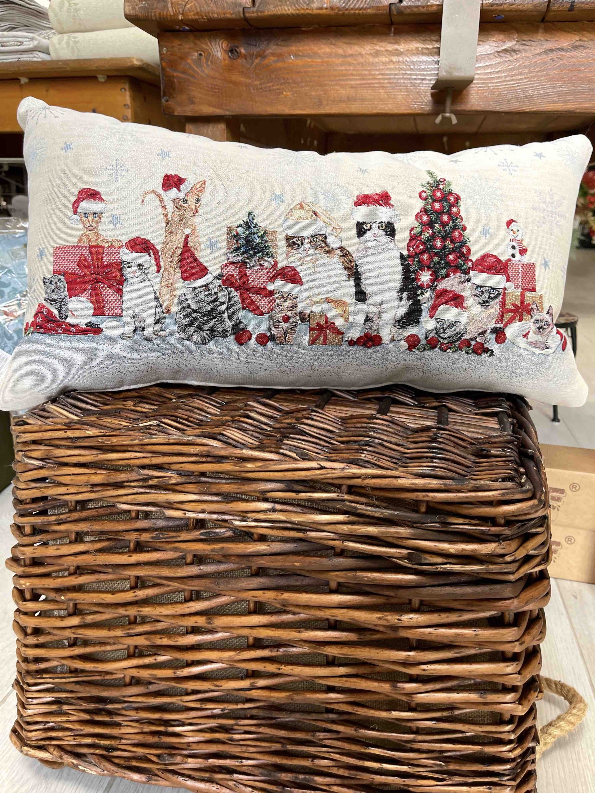 CUSCINO ARREDO GATTI NATALE RETT.