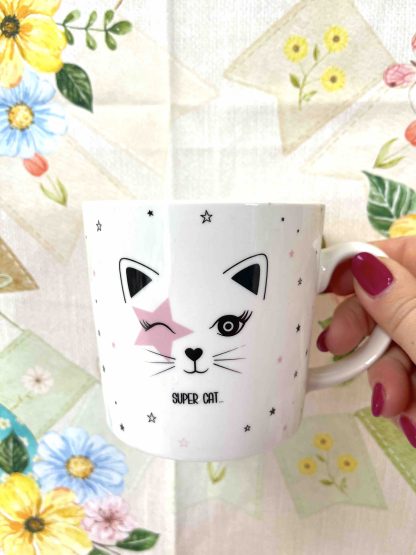 TAZZA GATTO ROSA