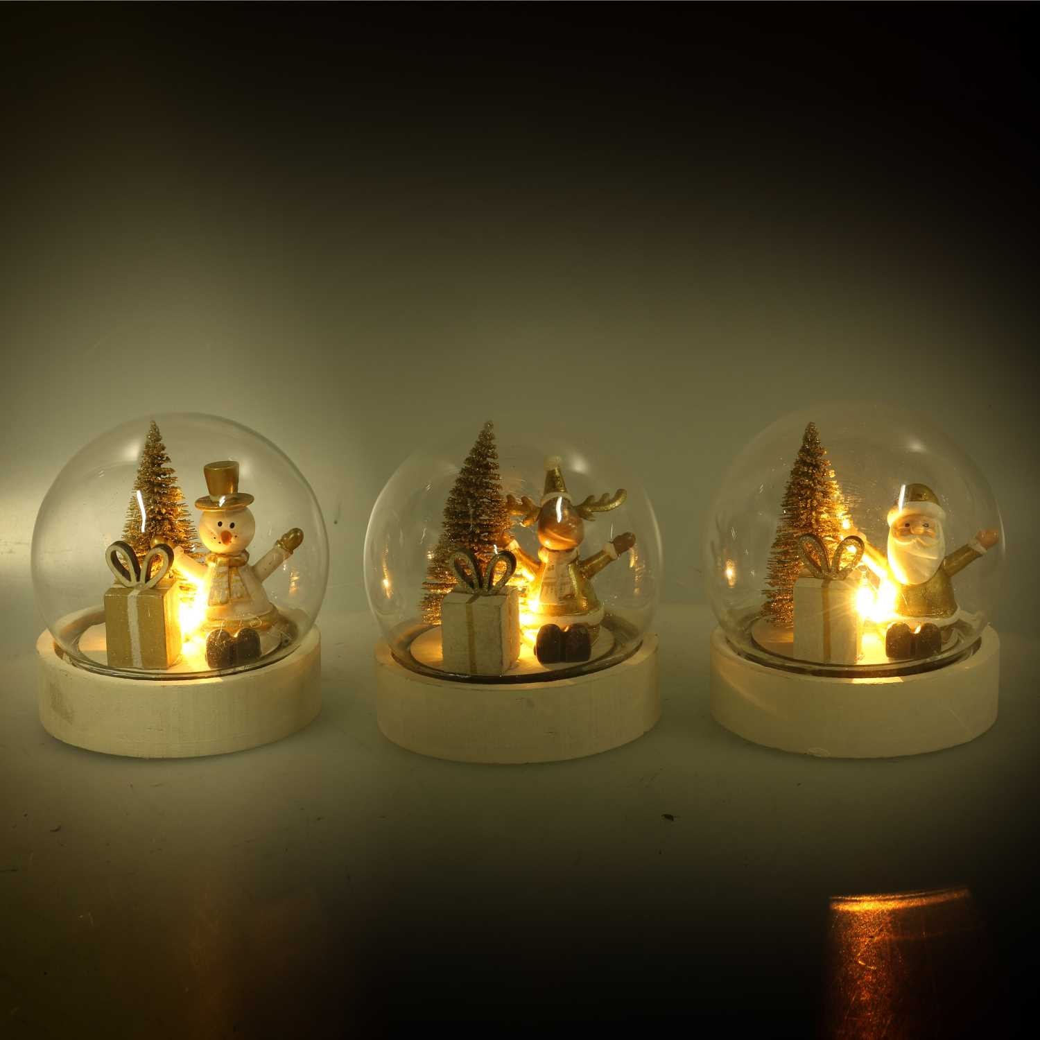 SFERA ORO CON LED BABBO/RENNA/PUPAZZO