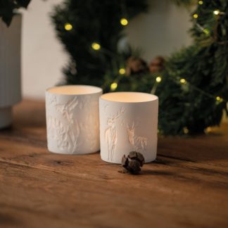 PORTA TEALIGHT CERVI BISCUIT