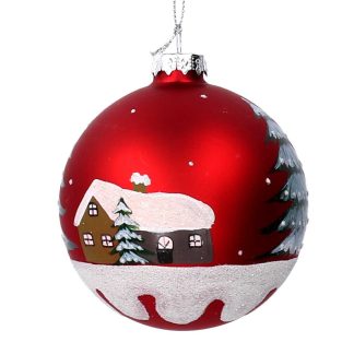 SFERA VETRO PAESAGGIO ROSSO