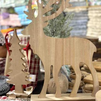 DECORAZIONE CERVO LEGNO