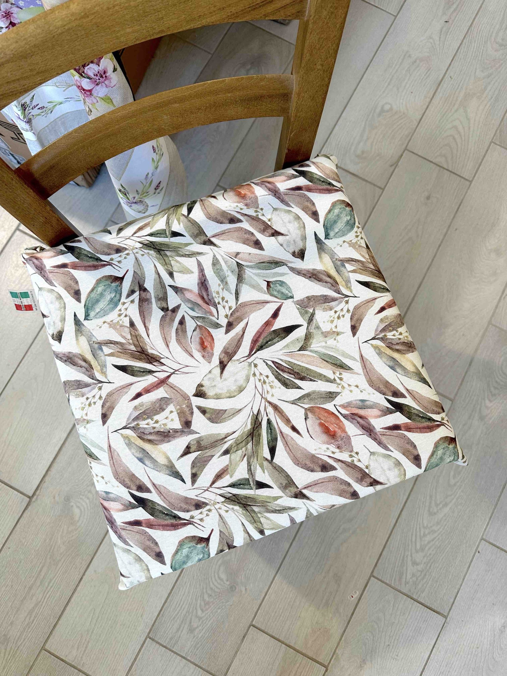 CUSCINO SEDIA SFODERABILE FOGLIE