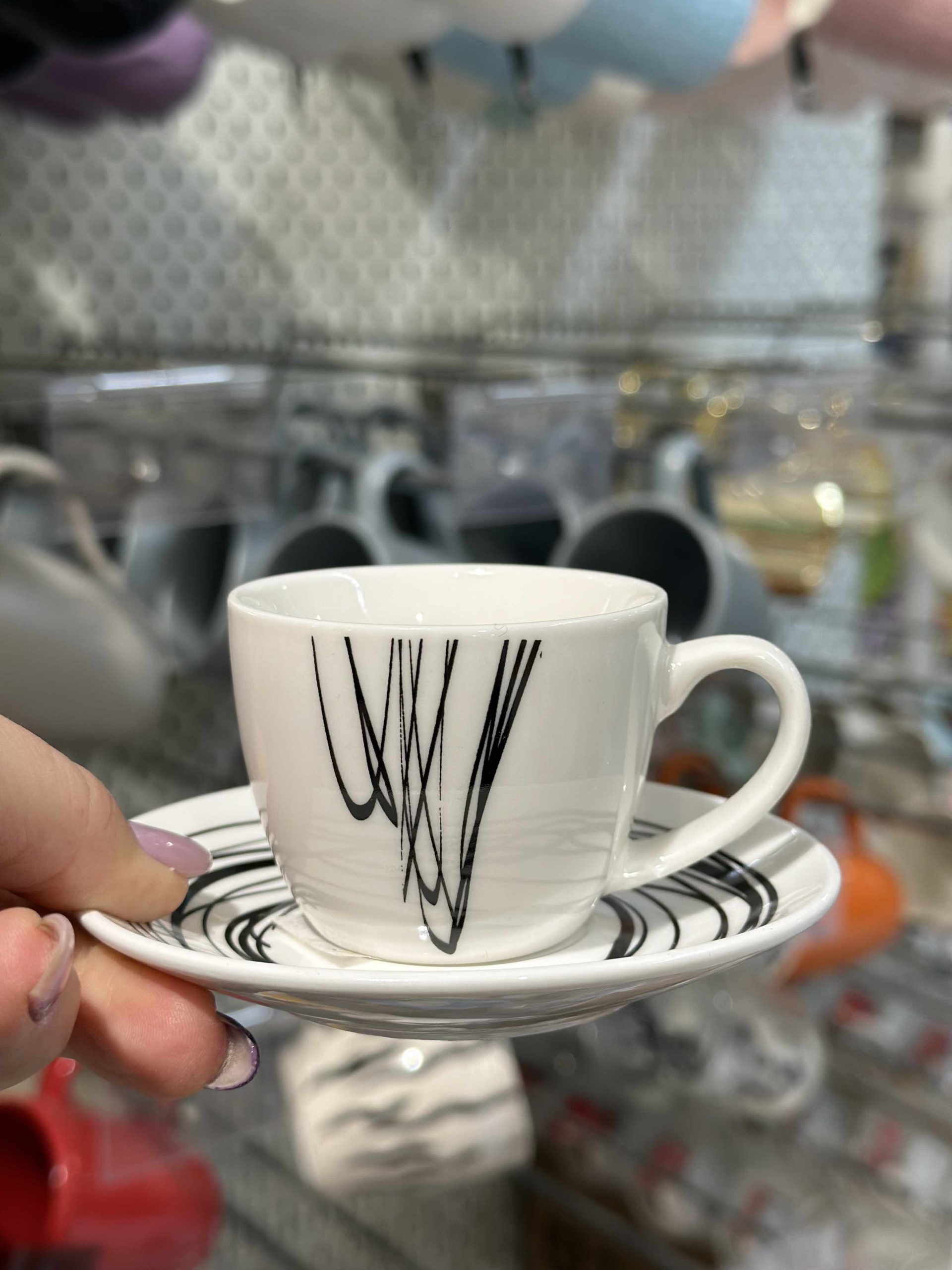 TOGNANA SET 6 TAZZINE CAFFE' MODERNO BIANCO E NERO