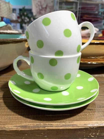 SET 2 TAZZINE POIS VERDE