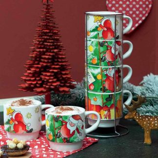 TOGNANA SET 4 MUG NATALE SANTA CLIMB