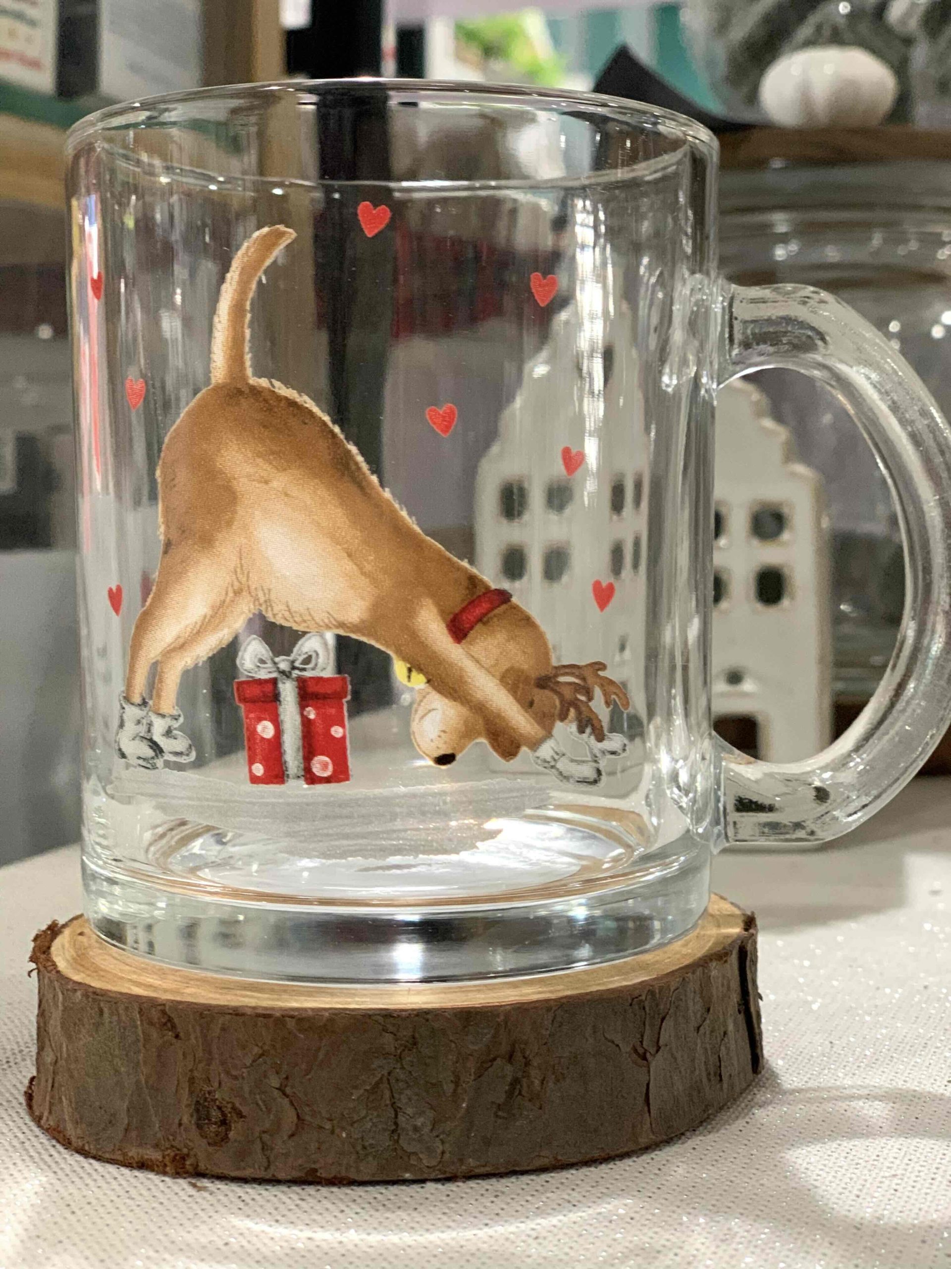 TAZZA IN VETRO CANE NATALE