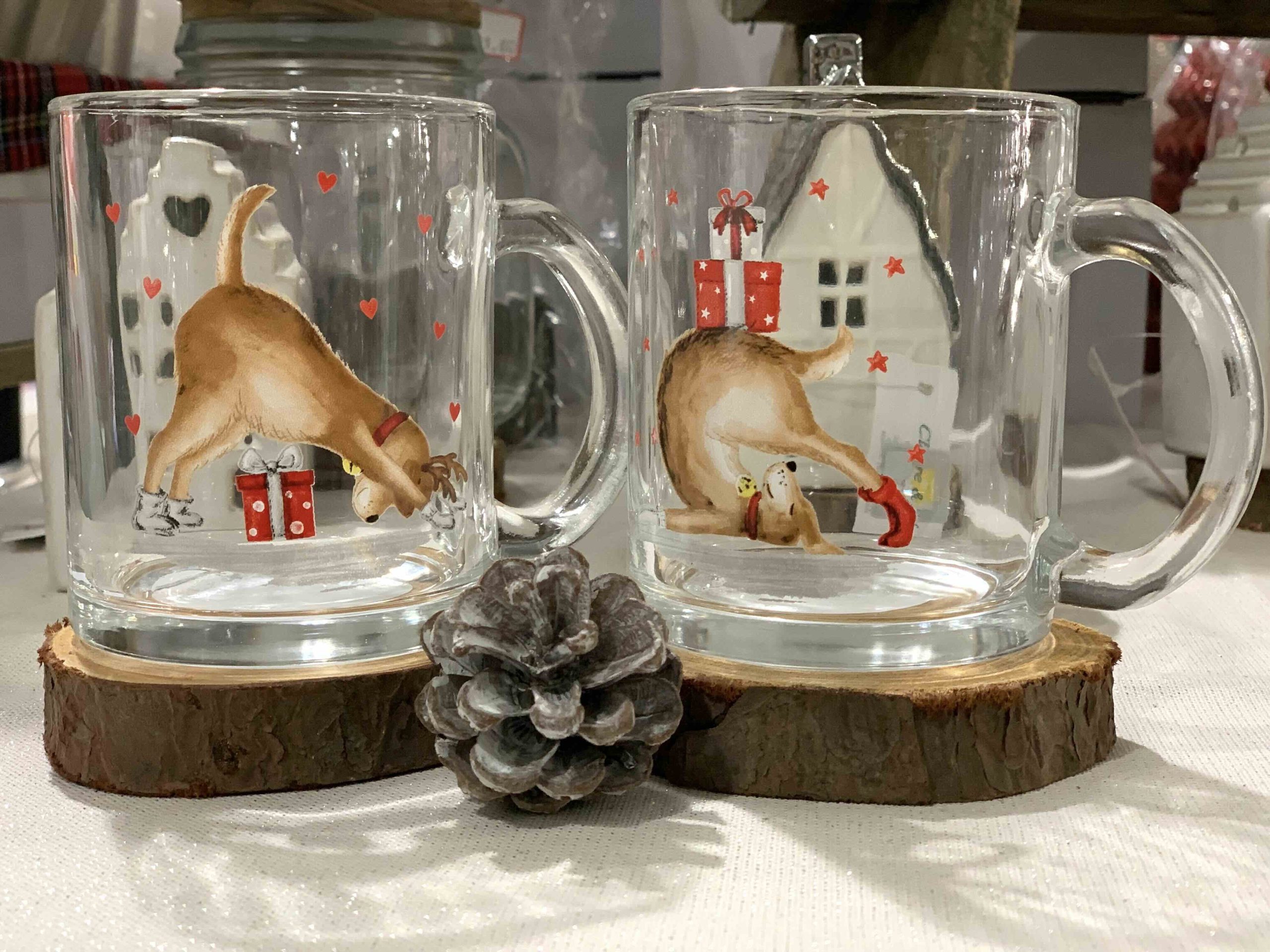 TAZZA IN VETRO CANE NATALE