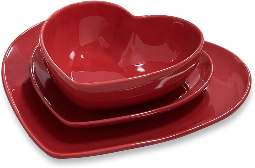 SERVIZIO TAVOLA CUORE ROSSO NUVOLE DI STOFFA - immagine 2