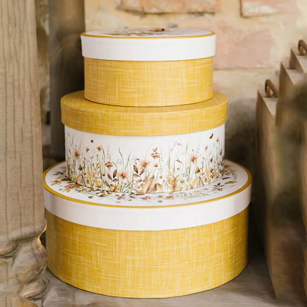 SET 3 SCATOLE NUVOLE DI STOFFA GIARDINO D'AUTUNNO