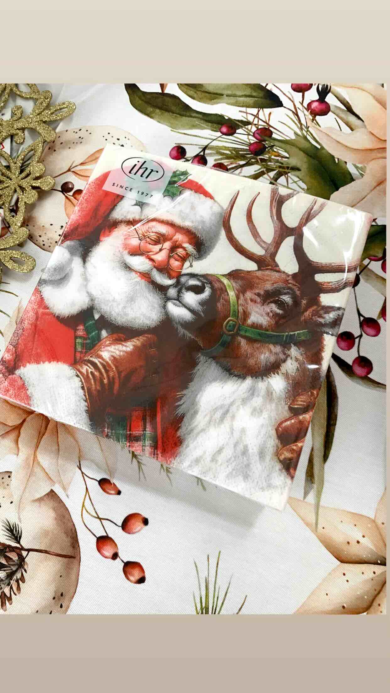 TOVAGLIOLI CARTA NATALE BABBO E RENNA
