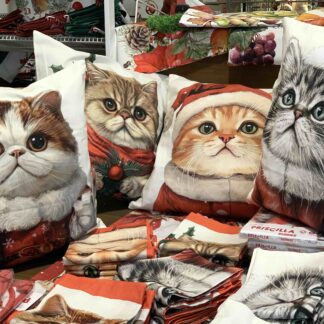 CUSCINO ARREDO GATTI NATALE