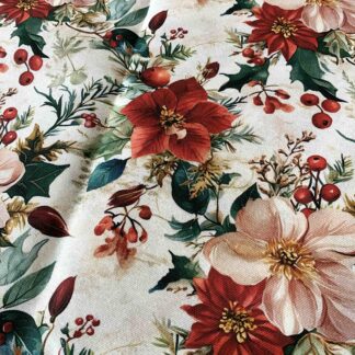 TOVAGLIA FIORI E BACCHE NATALE