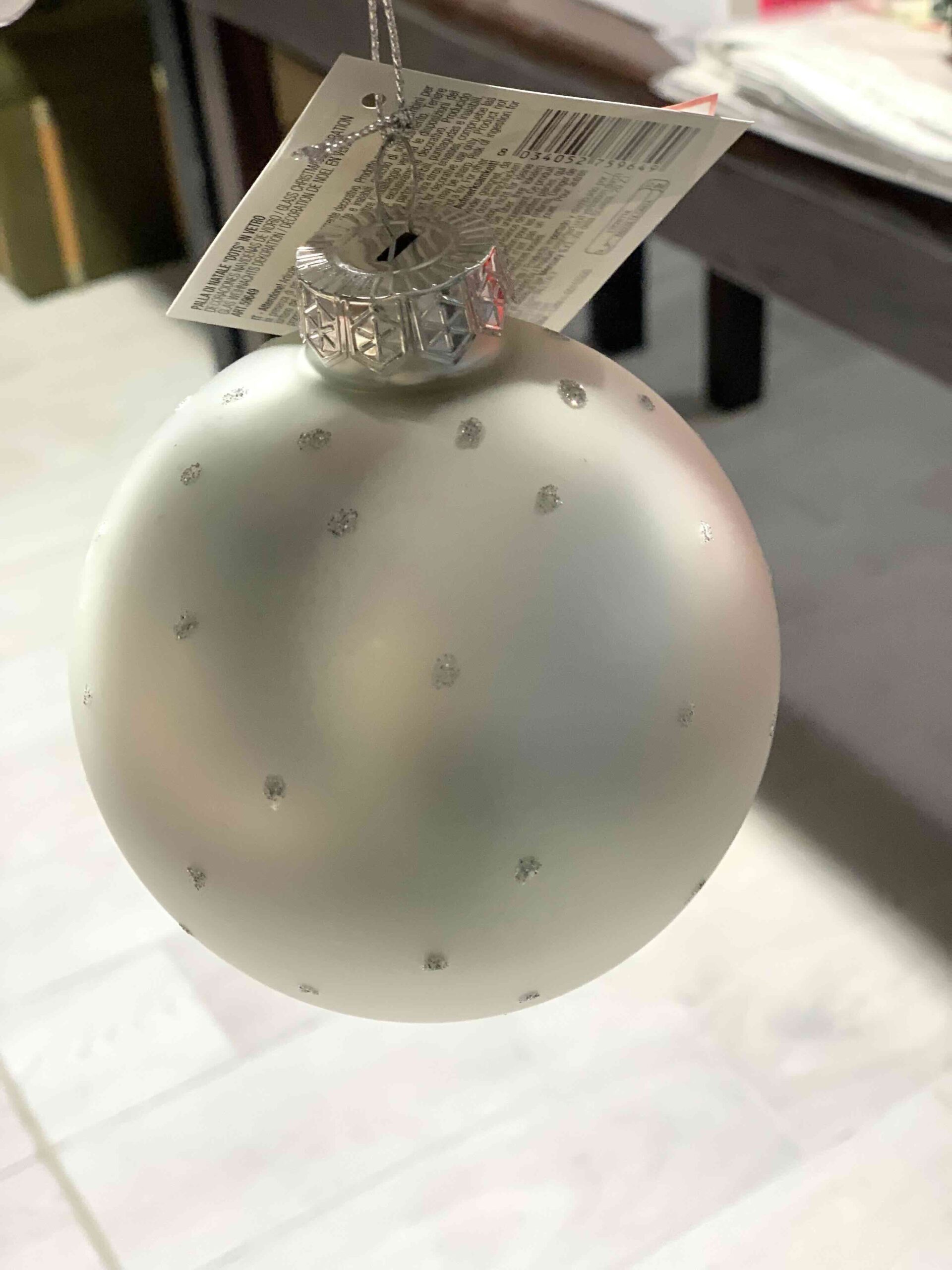 MERCURY PALLINA DI NATALE VETRO ARGENTO