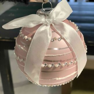 MERCURY PALLINA DI NATALE ROSA RIGHE ORIZZONTALI