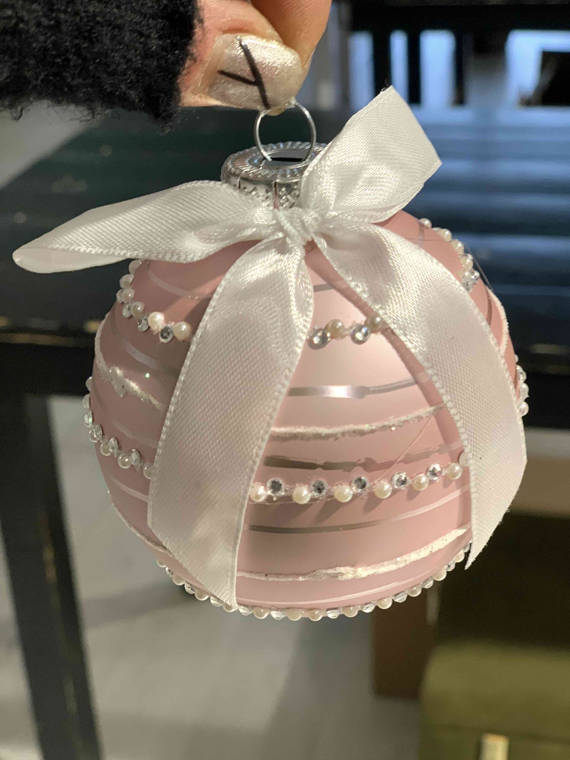 MERCURY PALLINA DI NATALE ROSA RIGHE ORIZZONTALI