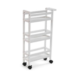 CARRELLO PORTA BOTTIGLIE CON RUOTE BIANCO