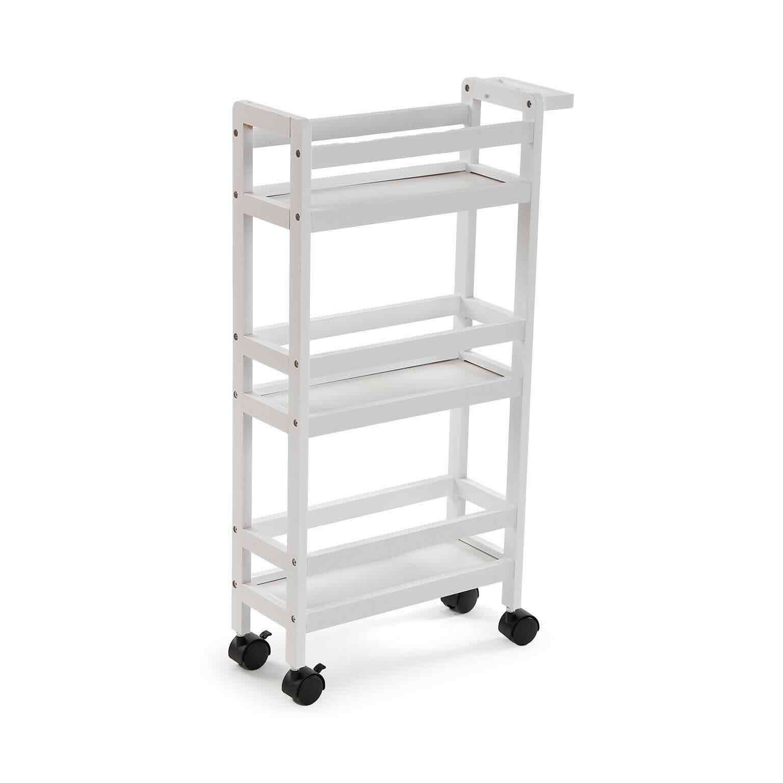 CARRELLO PORTA BOTTIGLIE CON RUOTE BIANCO