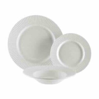 SERVIZIO TAVOLA 18 PEZZI RILIEVO RIGHE BIANCO